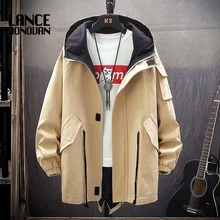 Тренч, куртка, пальто, повседневные мужские ветровки, одноцветные Мужские Модные осенние куртки
