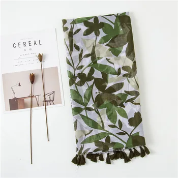 

Ethnic style Autumn and winter Women's Cotton and linen Fashion Print Shawl lady Seaside beach silk Scarf Tassels blanket scarf