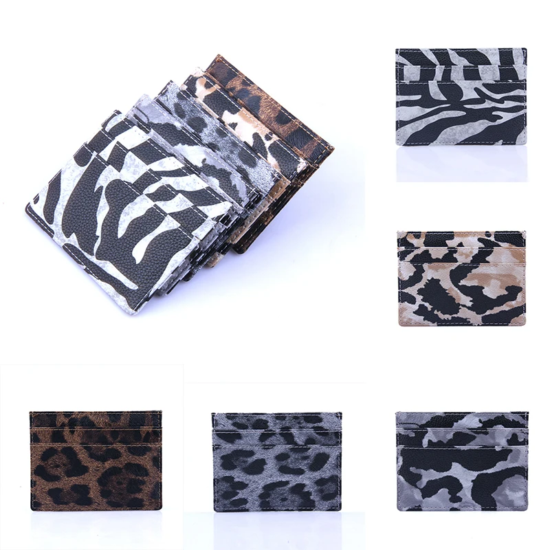 

New Arrivals Small Credit Card Bags Mini Leopard Snake Pattern PU Leather Bank Business Id Card Hot Holder Wallet Case Men Women