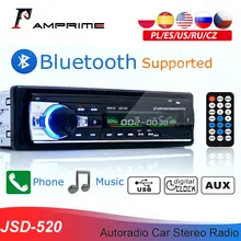 AMPrime Bluetooth Autoradio Car Stereo Radio FM Aux Input Receiver SD USB JSD-520 12V In-dash 1 din Car MP3 Multimedia Player