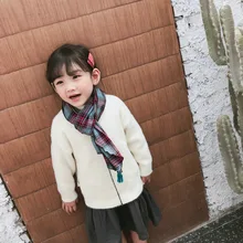 Корейский Клетчатый хлопковый льняной осенне-зимний детский шарф с кисточками, шаль для мальчиков и девочек, мягкая теплая Модная Accessories-LHC-W6