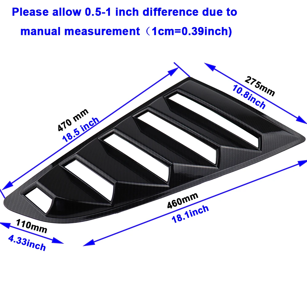 For Ford Mustang Rear Quarter Window Louvers Spoiler Scoops Car Tunning Panel Side Air Vent Cover 2015 -
