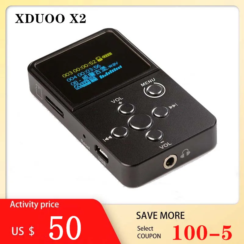 XDuoo X2 Bluetooth Music Player HiFi Mini Music Player Digital Audio Player DAP Supports MP3