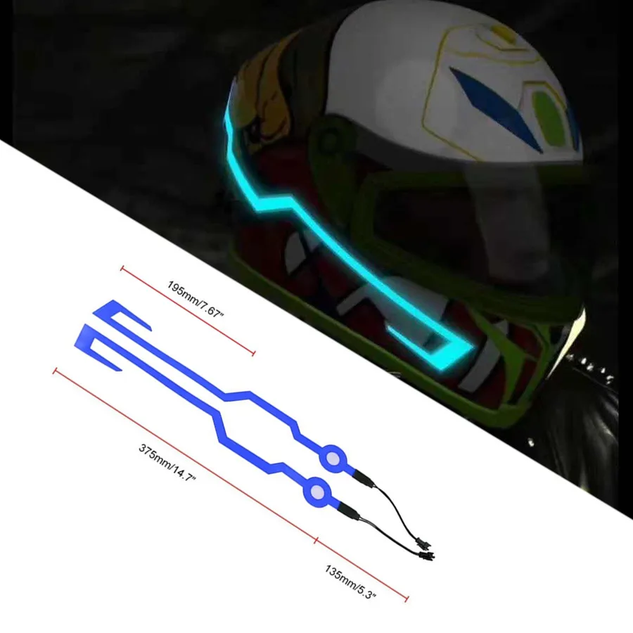 

2 Pcs Motorcycle LED Night Riding Lights Bike Helmet EL Cold Light Flashing Stripe Luminous Signal Sticker Universal Waterproof