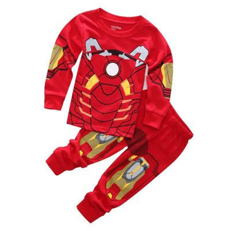 Детские пижамы с Мстителями одежда для маленьких мальчиков одежда для сна для девочек детские комплекты с человеком-пауком пижамы с суперменом в Западном ковбойском стиле одежда для малышей - Цвет: Красный