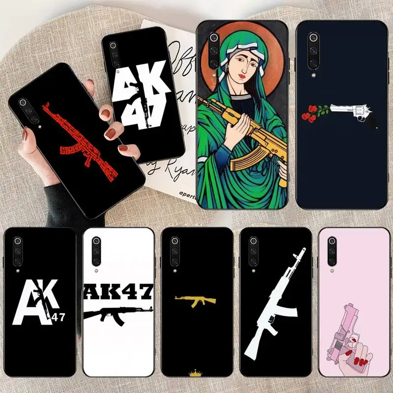 HPCHCJHM AK47 Gun Soft Silicone Black Phone Case for Xiaomi Mi9 9SE 8SE Pocophone F1 Mi8 Lite | Мобильные телефоны и