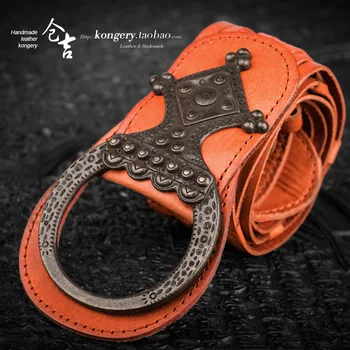 

Hand-belt head layer planted tan leather cowhide woven leather leather single ring men and women casual retro belt