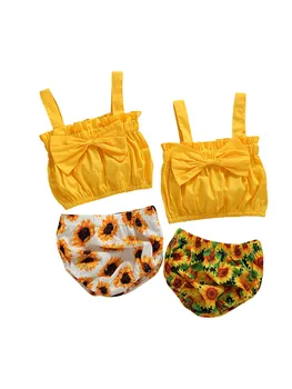 

print baby clothes set Summer kids Sunflower Strapless Top Short Pants For Baby Girl Clothes 2pcs Set 0-24 months