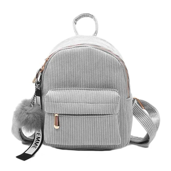 

Simple Corduroy Backpack Women Soft Zipper Travel Teenagers School Bag Cute Kawaii Children Backpack Accessories