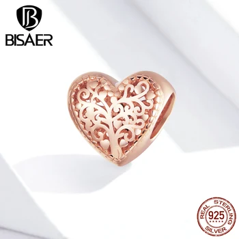 

Family Tree Charms BISAER Family Roots Beads 925 Sterling Silver Love Heart Shape Charms Original Silver 925 Jewelry EFC215