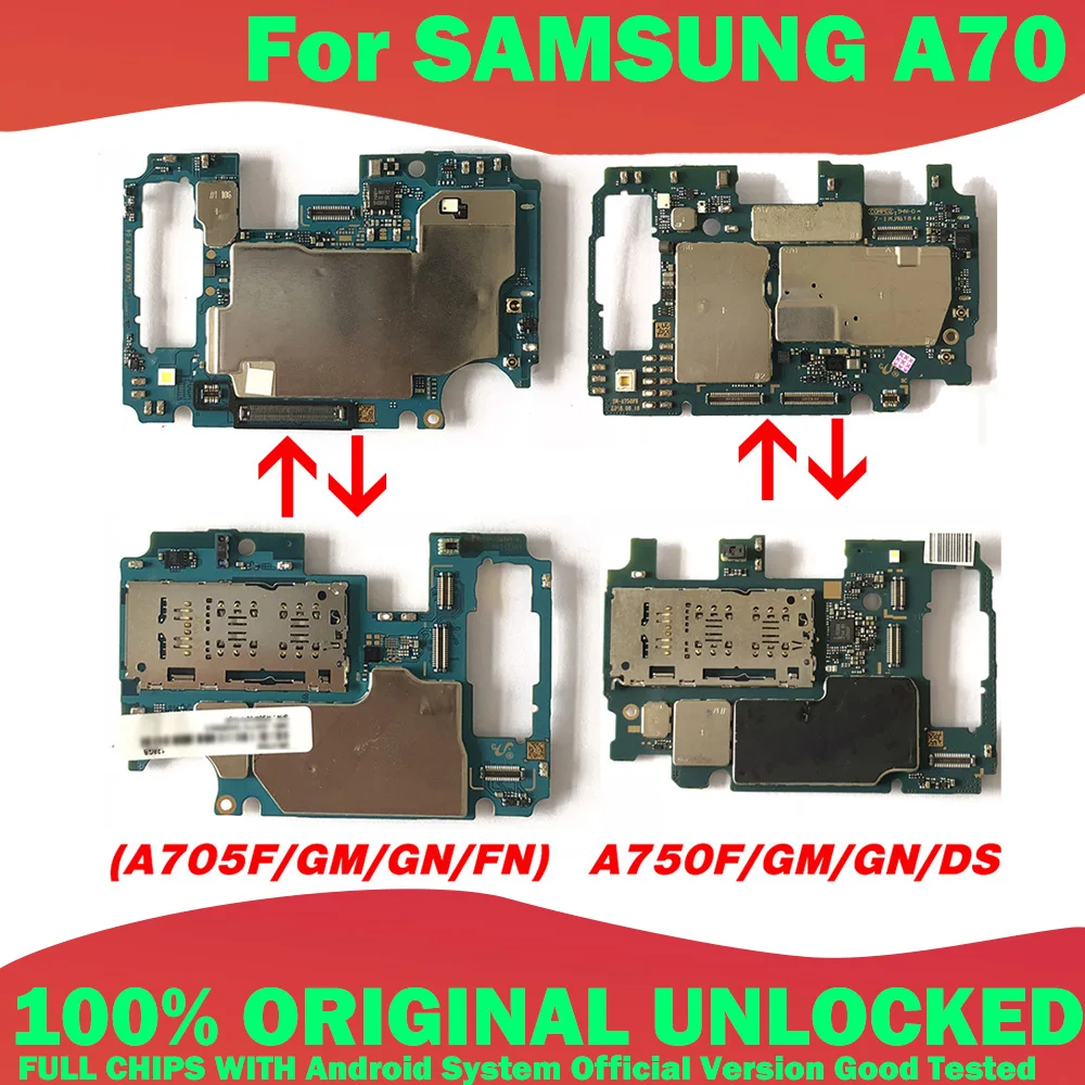 Материнская плата для Samsung A70 A705FN A750F A750FN 100% оригинал разблокированная версия ЕС |