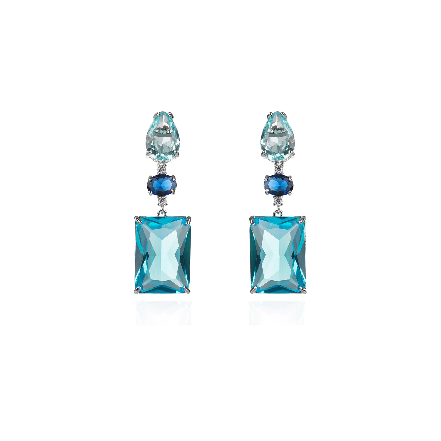 New Design Square Cubic Zircon Earrings for Wedding,Flower CZ Dangle Earring for Women,Girls Jewelry Accessories CE11808