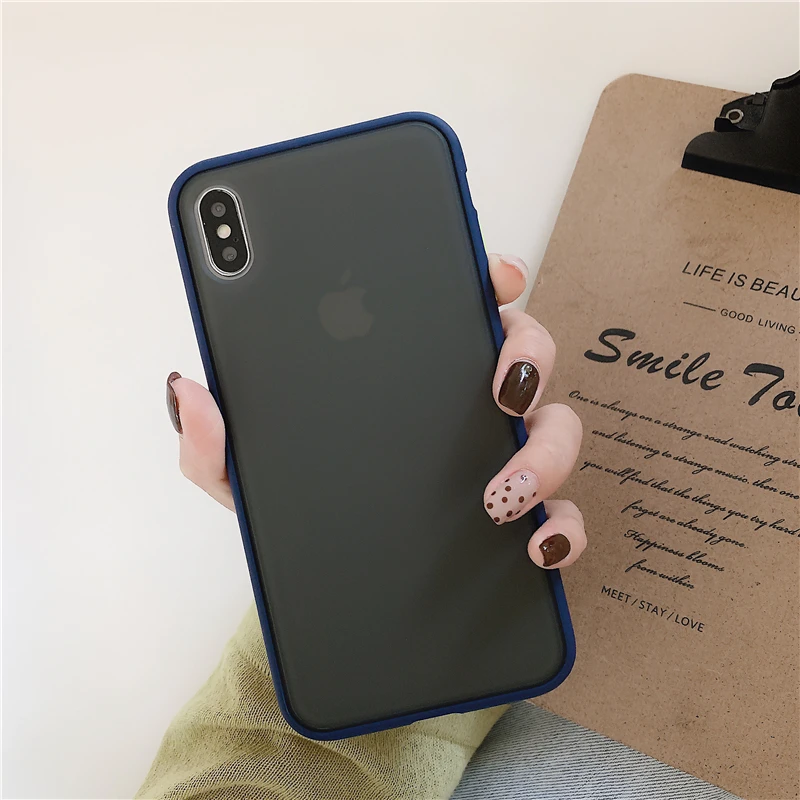 Ударопрочный цветной чехол для телефона для пар iphone 11 11Pro Max X XR XS Max 7 8 6 6s Plus простой прозрачный защитный чехол