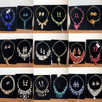 

20 Pcs/lot fashion luxury women crystal style necklace lot simple alloy women wedding necklace jewelry wholesale 200801-126
