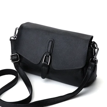 

2019 New Fashion Women Bag Genuine Leather Hangdbags Solid Leather Shoulder Bag Flap Crossbody Bags for Ladies Messenger Bags