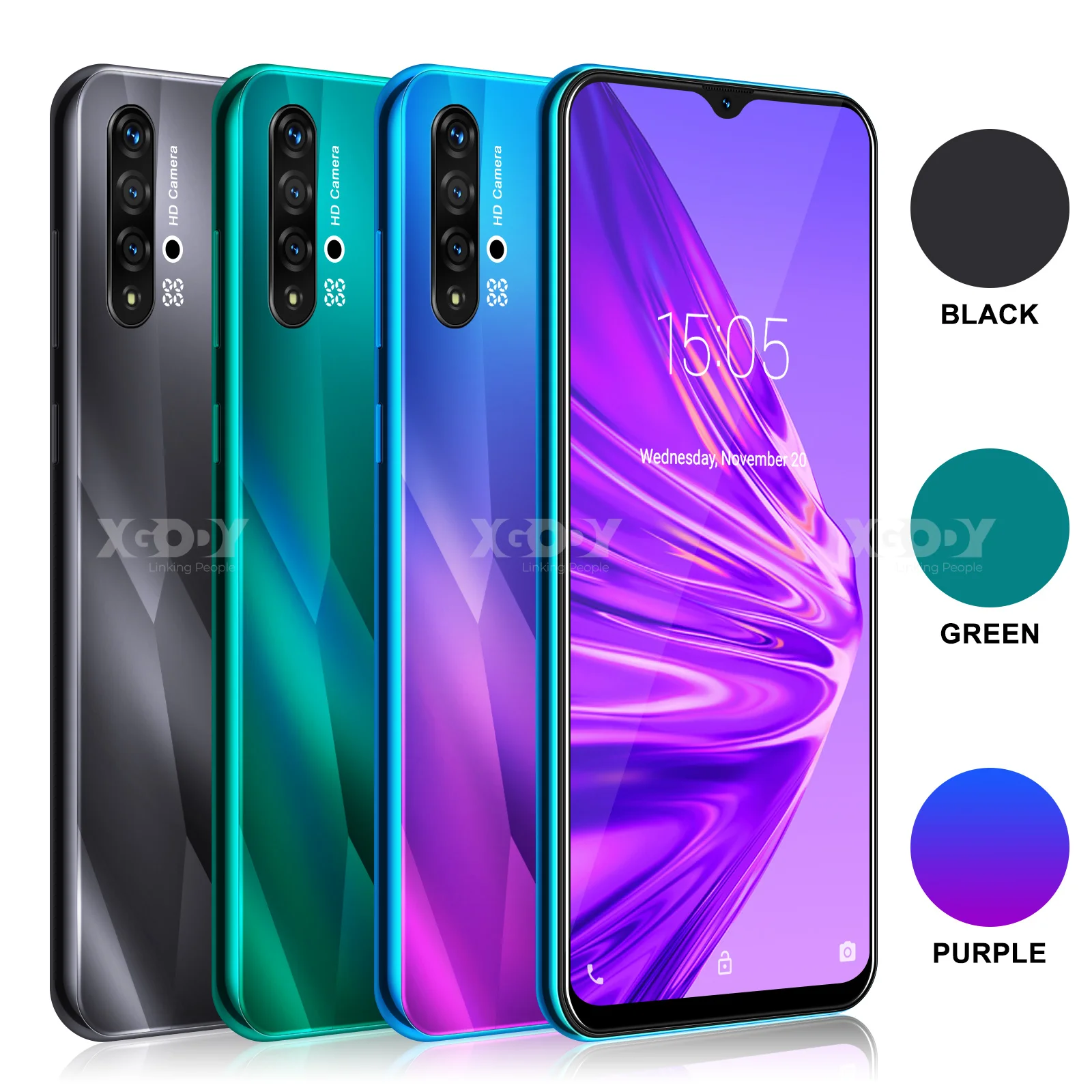 XGODY A50 3G Смартфон Android 9 0 6 5 дюймов 19:9 полный Экран 1 ГБ 4 MTK6580 ядра 5MP Камера 3000 мА/ч