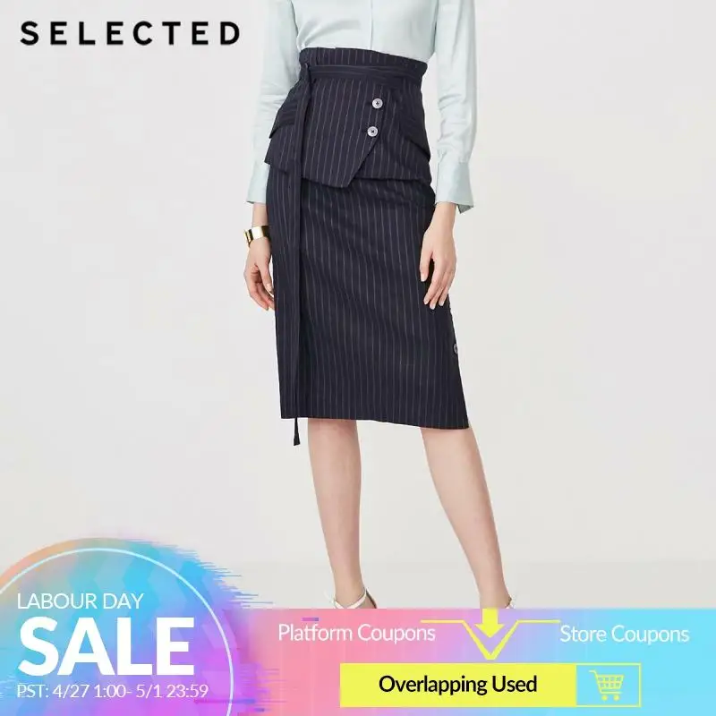 

SELECTED Summer Linen Stripe Mid-length Skirt SI G|41924C512