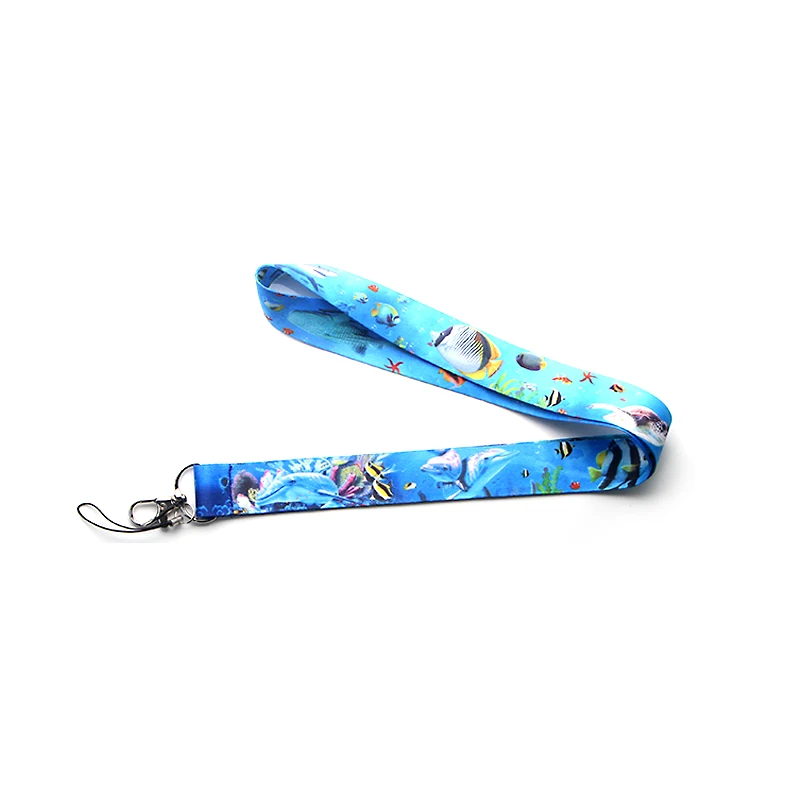 

Marine World Fish Blue Phone Lanyard Neck Strap With Clip For keychain ID Card Holder Key Chain For party gifts E0586