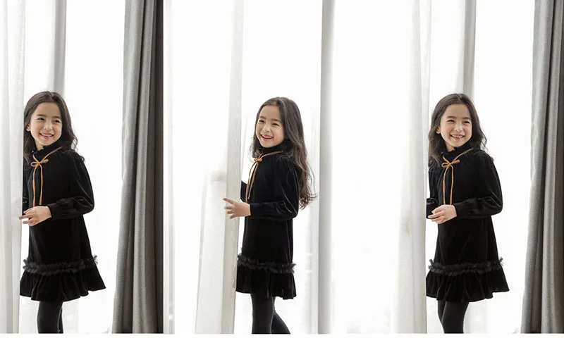 Fleece Big Girl Autumn Winter Dress Teens Kids New Arrival 2019 Dresses Black Children Ruffles Dress Patchwork Christmas Clothes (16)