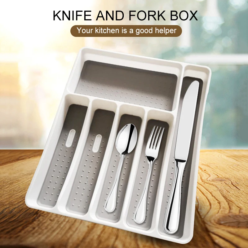 

Spoon Knife Fork Separation Plastic Storage Box 6 Compartments Cutlery Tray Kitchen Drawer Organizer Kitchen Tableware Tray