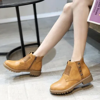 

WoMen Shoes Boots Nice New Fashion Wild Retro Winter Plus Velvet With Casual Rivets Zipper Street Martin Boots Large Size