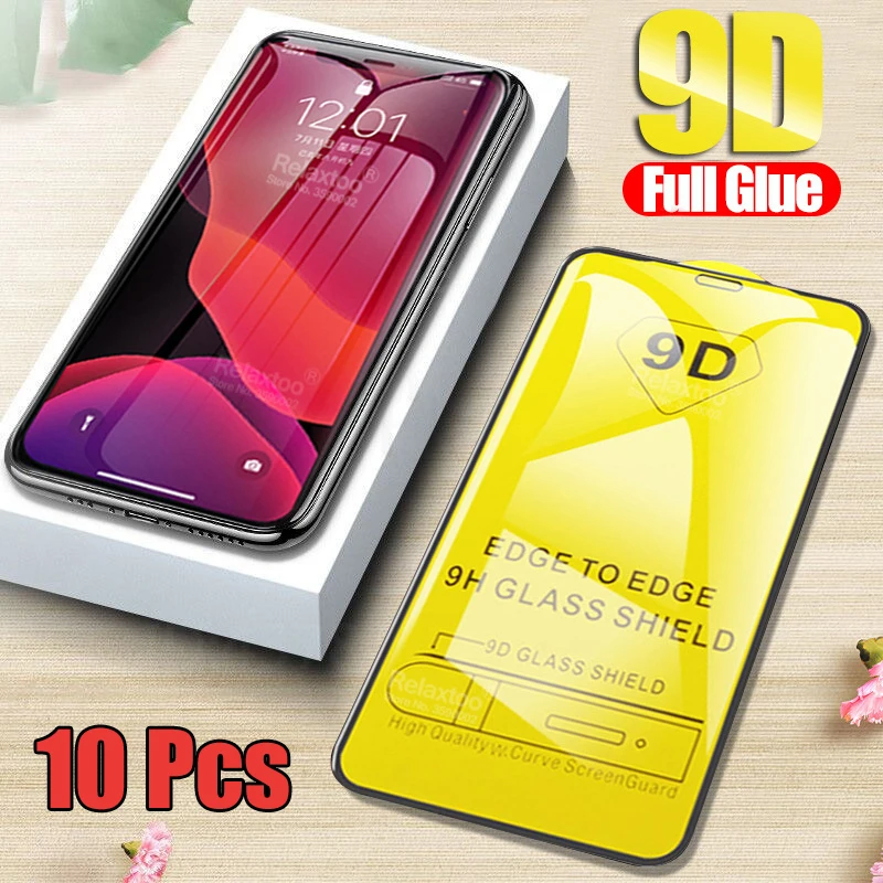 Закаленное стекло 9D с полным клеем для VIVO X70 X60 S10 Pro S9 E iQOO 8 7 Z3 NEO 5 V21 Y53S Y73 10 шт.