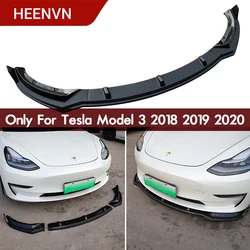 Heenvn – jupe de pare choc avant en fibre de carbone ABS, accessoires de protection de lèvre avant pour Tesla modèle 3 2021 