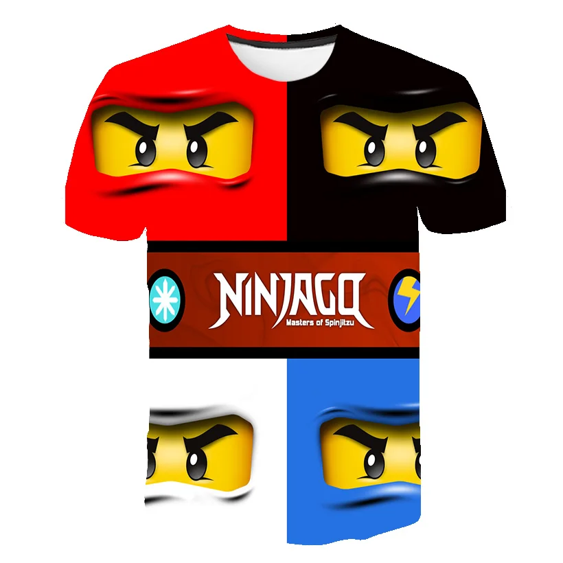 Футболка для мальчиков с 3D рисунком летняя детская футболка Ninjago модная аниме и