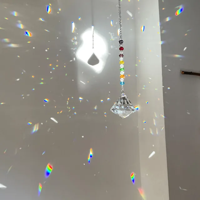 40 Mm -Es Kristályprizmák Ablakokat Lógó Üveg Medál Fengshui Gyógyító Napsütő Csakra Szivárványkészítő Hálószoba Kert Dekoráció