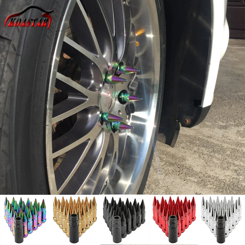 スチールホイールラグナットクロム虹スパイクネオクロームラグナットextendedチューナーホイールナットリム20個M12 × 1.5|lug nuts|wheel  lug nutsnuts for wheels - AliExpress