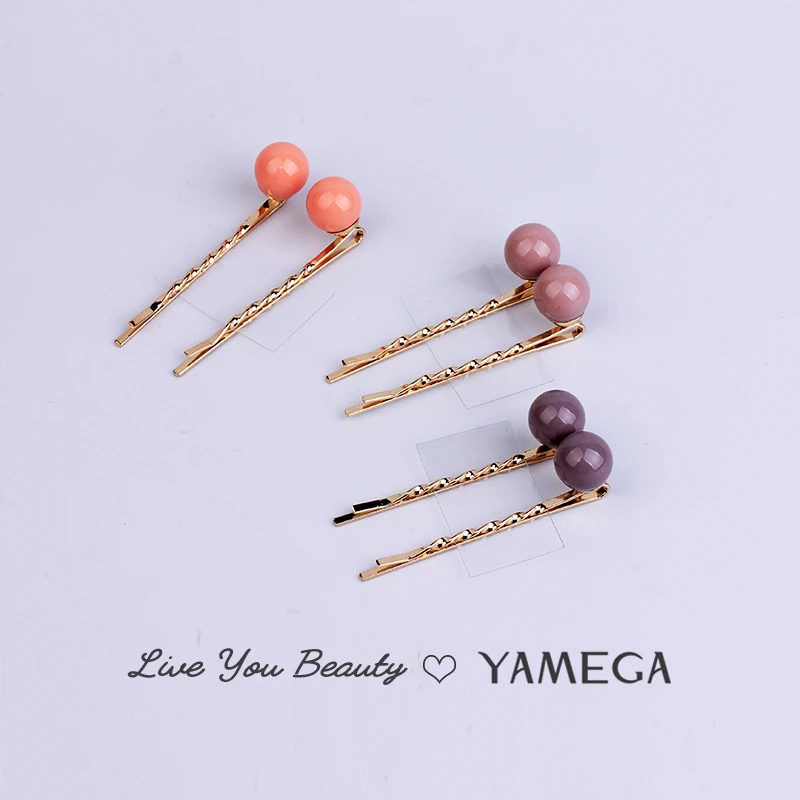 YAMEGA, 2 шт./партия, новинка, корейский жемчуг, заколка для волос, металлические золотистые шпильки для волос, простой головной убор, украшения для волос, аксессуары-заколки для волос для женщин
