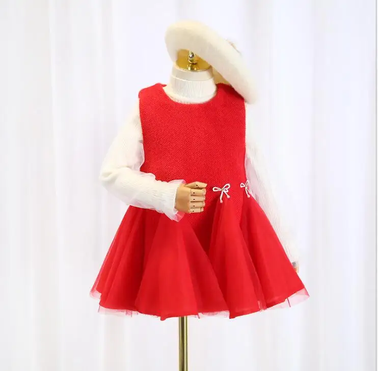 Новое Детское Сетчатое платье-майка, милая одежда принцессы для девочек, 5 шт./партия