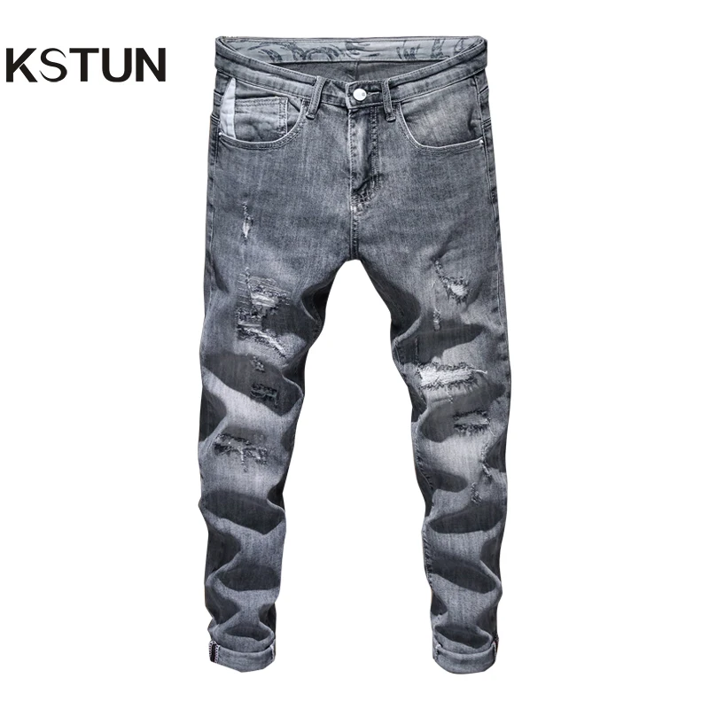 Mens Ripped Skinny Jeans Grey Light Blue Elasticity High Street Wear Hip Hop Patchwork Biker Jeans Male Denim Pants Frayed Homme Mens Ripped Skinny Jeans Grey Light Blue Elasticity High Street Wear Hip Hop Patchwork Biker Jeans Male Denim Pants Frayed Homme