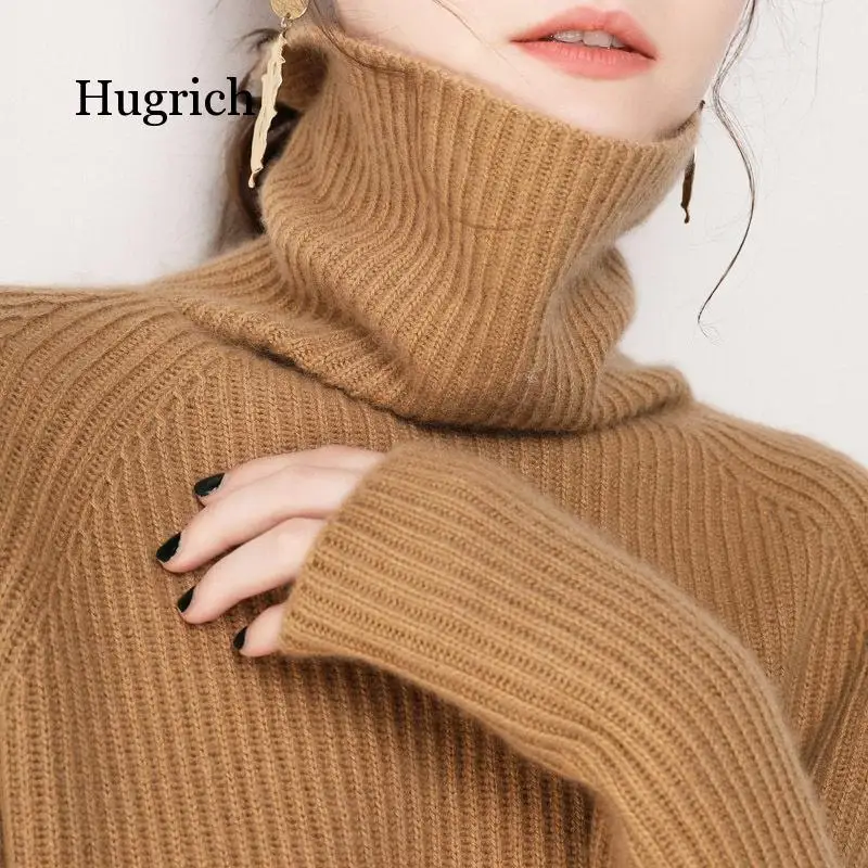 

Lazy Style Thickened Sweater Women's Loose Short High Collar Wool Pullover Long Sleeve Pink