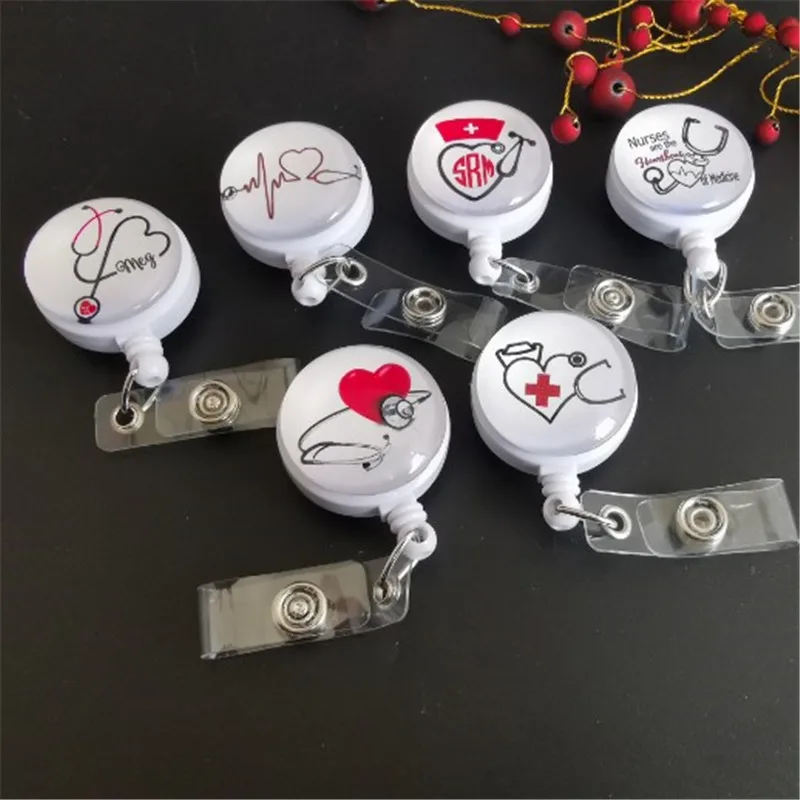2020 New Design 1 PC Quality Retractable Nurse Badge Reel Clip Cartoon Heart Stethoscope Doctor Student IC ID Card Holder | Канцтовары