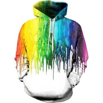 

2019 cross border new 3D Hoodie men's digital printing color paint Sweatshirt men's and women's hoodies
