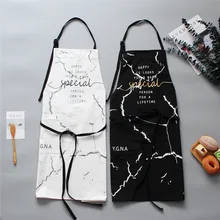 INS Nordic Cotton Apron Black White Marble Cooking Aprons For Men Women with Big Pocket Bib Overalls Kitchen Baking Accessories
