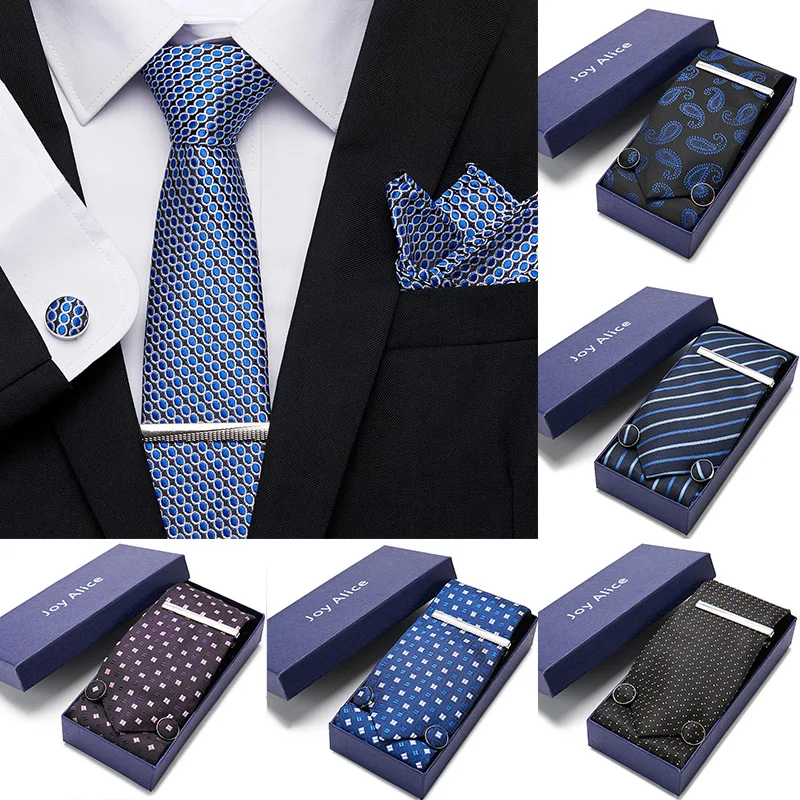 

Gift box New Classic 7.5cm Mens Tie 100% Silk Vangise Paisley Stripe Ties For Men Wedding Party Business Style Mens Ties Set