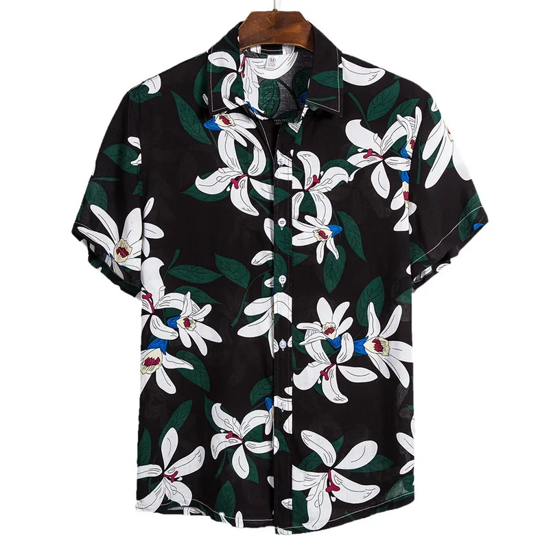 Summer Men's Shirts Hawaiian Casual Shirts Tropical Button Tops Fashion Shirts Casual Short-sleeve Men Slim Fit Shirts