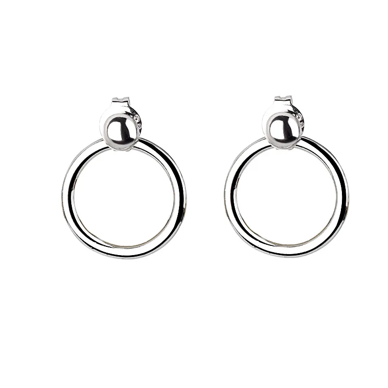 

925 Sterling Silver Round Stud Earrings For Women Prevent Allergy pendientes mujer moda 2019 pendientes brincos eh1256