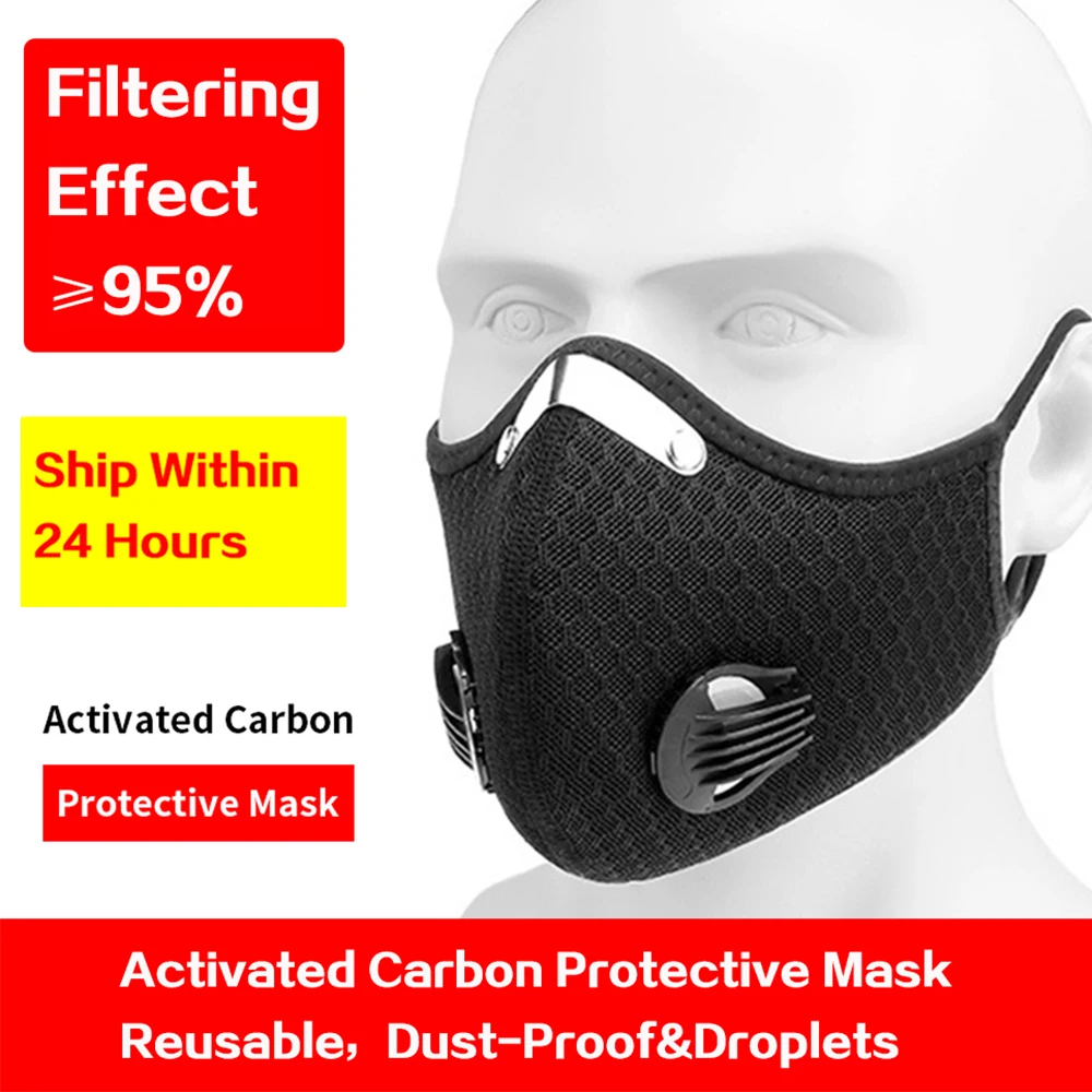 

Cycling Face Mask Filter Anit-fog Anit-pollution Breathable PM2.5 Activ Carbon Respirator Sports Bike Dust Gas Mask Respirator