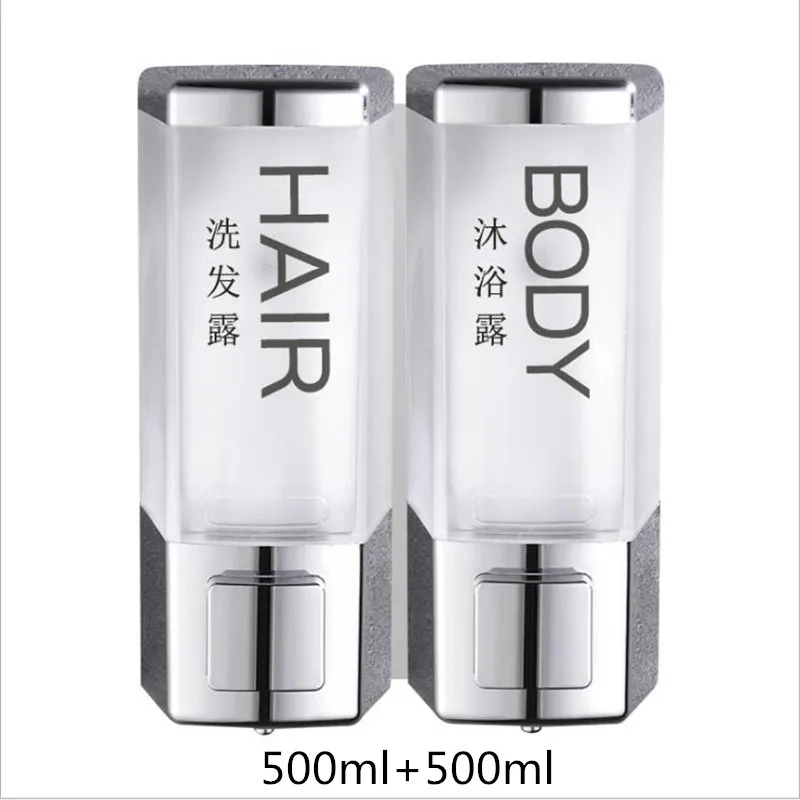 LIUYUE Soap Liquid Dispenser Plastic Large Capacity Bathroom Wall Mounted Home Hotel Washroom Wash Hair/Body Liquid Dispenser - Цвет: silver