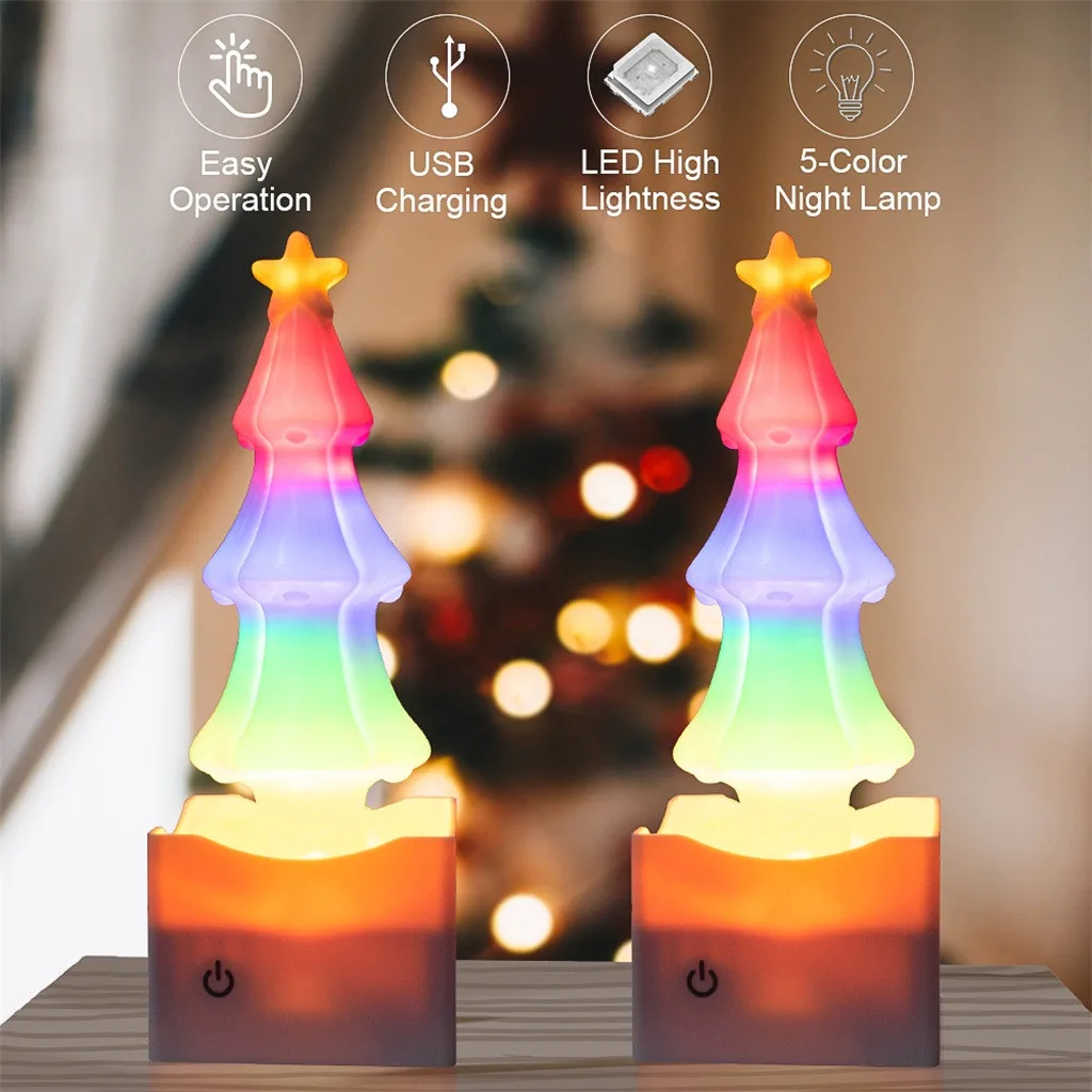 

LED Christmas Tree Salt Lights Dimmable Night Lights Decorative Lights 2PC Christmas Tree Salt Lamp A1
