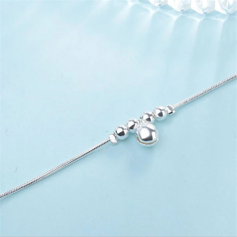 925 Sterling Silver Anklets Bracelets For Women 3 Bells Lady Ankles Chain