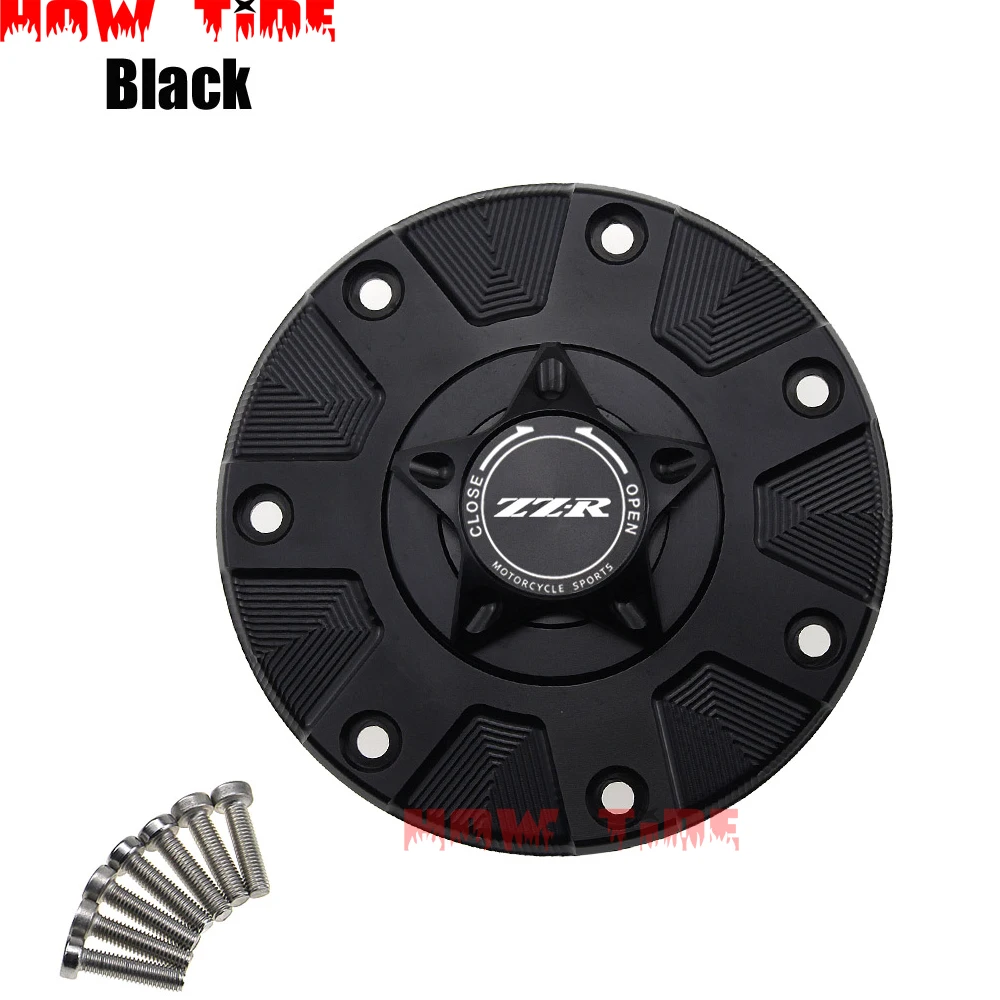 ZZR крышка газового топливного бака для Kawasaki ZZR400 ZZR600 ZZR1100 1993-2006 аксессуары для мотоциклов CNC алюминиевая масляная крышка мотоцикла - Цвет: Черный