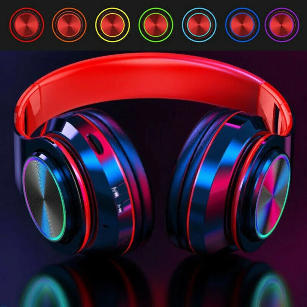 B39 Colorful LED Headphone Portable Folding Built in FM Earphones Wireless Bluetooth V5 0 Headset With MIC Support TF Headset