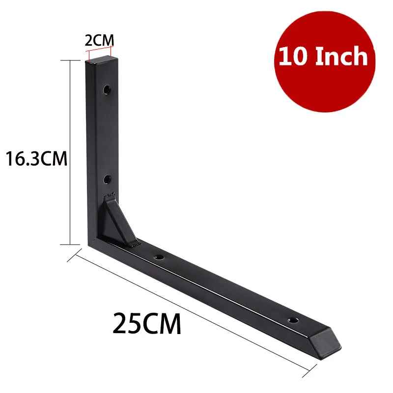 

2PCS 6/8/10 Inch Length Black Triangle Angle Bracket Heavy Support Wall Mounted Bench Table Shelf Bracket Furniture Hardware
