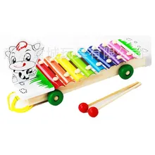 Детская деревянная игрушка 8/12/15 звук стук пианино Детские музыкальные орф-инструменты животных перетащите Цяо qin че музыка раннего образования