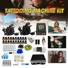 Профессиональный набор для татуировки, 2 станка, 20 цветов, чернила, электропитание, полный комплект для татуировки, тату, Перманентный макияж, набор для татуировки
