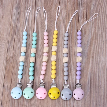 

Baby Infant Toddler Dummy Pacifier Wooden Soother Nipple Clip Chain Holder Strap